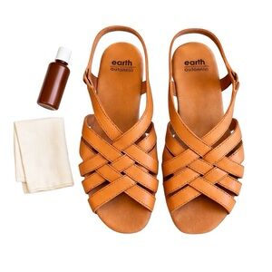 Earth Origins Berri Tan Leather Fisherman Slingback Sandals Women’s Est US 9 EUC